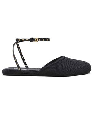 Alaïa Raffia And Leather Espadrilles - Blue