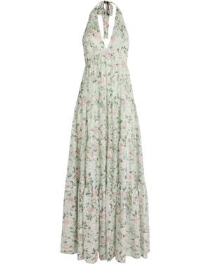 Alice + Olivia Embroidered Floral Maura Maxi Dress - White