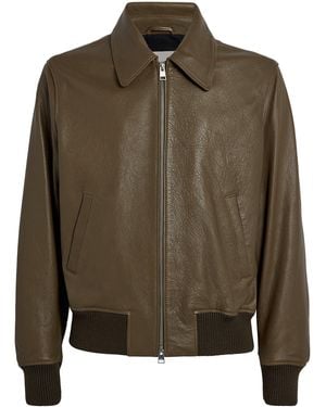 Ami Paris Leather Collar Bomber Jacket - Green