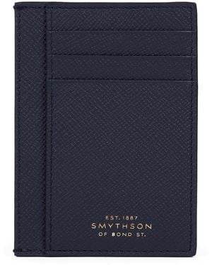 Smythson Panama Leather Compact Card Holder - Blue