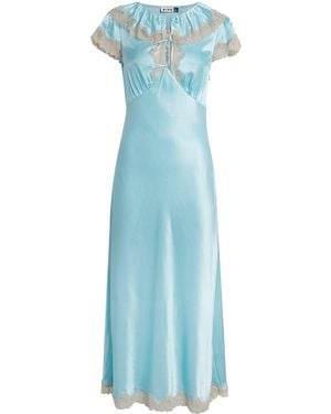 RIXO London Lace-Trim Vivienne Midi Dress - Blue