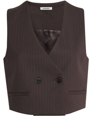 Sandro Striped Waistcoat - Brown