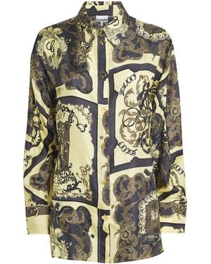 Ganni Silk Ornate Print Shirt - Green