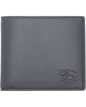 Burberry Leather Check Pop Bi-Fold Wallet - Grey