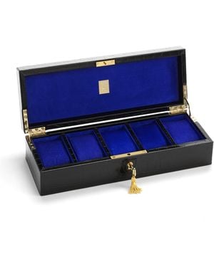 Aspinal of London Croc Print Watch Box - Blue