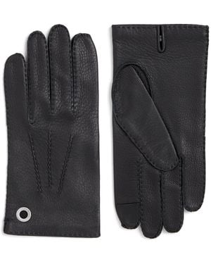 Ami Paris Grained Leather Gloves - Black