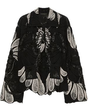 Marina Rinaldi Cotton-Blend Lace Cardigan - Black