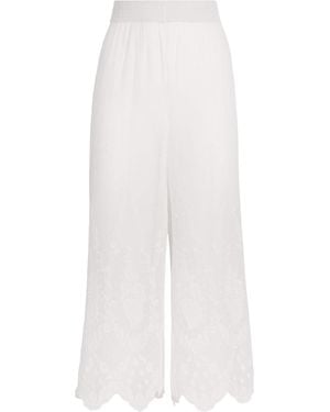 Alice + Olivia Cotton Elba Wide-Leg Pants - White