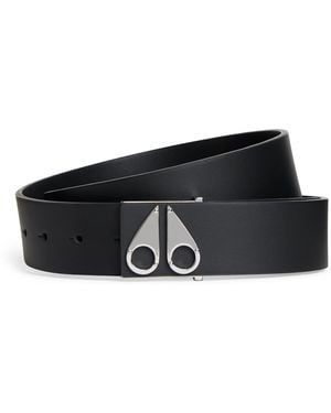 Moose Knuckles Leather Logo Belt - Black