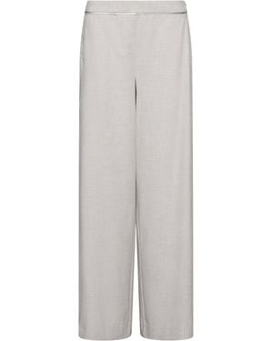 Marella Satin-Trim Wide-Leg Trousers - Grey