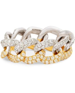 SHAY And Diamond Pavé Link Ring - Metallic