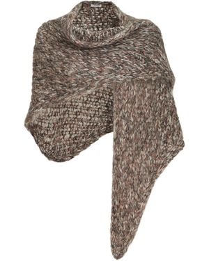 Brunello Cucinelli Mohair-Blend Knitted Shawl - Brown