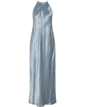 Marella Satin Halterneck Maxi Dress - Blue