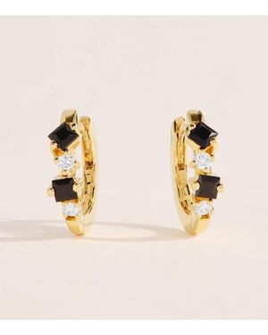 Suzanne Kalan Diamond And Sapphire Princess Huggie Earrings - Metallic
