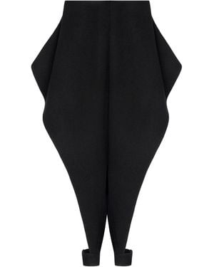 Alaïa Felted Wool Pointed Wide-Leg Pants - Black