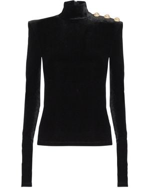 Balmain Velvet Long-Sleeved Top - Black