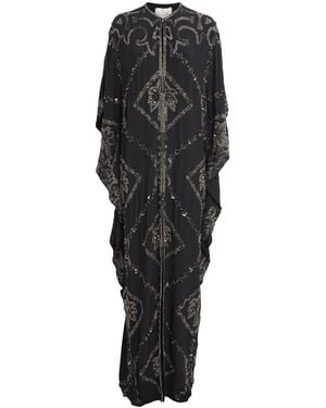 Johanna Ortiz Silk Mystical Gaucho Cape Dress - Black
