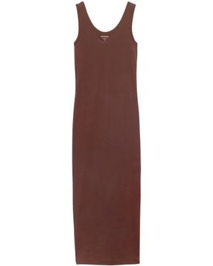 Prada Cotton Ribbed Midi Dress - Purple
