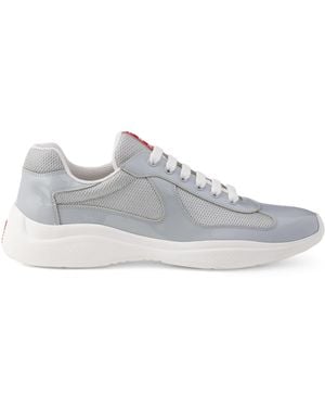 Prada Patent Leather-Blend America's Cup Trainers - White