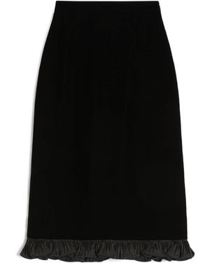 Valentino Velvet Ruffled Pencil Skirt - Black