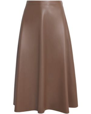 MAX&Co. Faux Leather Midi Skirt - Brown