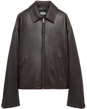 Loewe Deerskin Zip-Up Jacket - Black