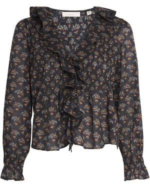 Doen Organic Cotton Voile Ruffled Hardy Blouse - Black