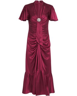 Cinq À Sept Silk Embellished Peeta Midi Dress - Red