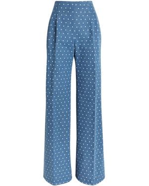Carolina Herrera Cotton Polka Dot Marisole Trousers - Blue