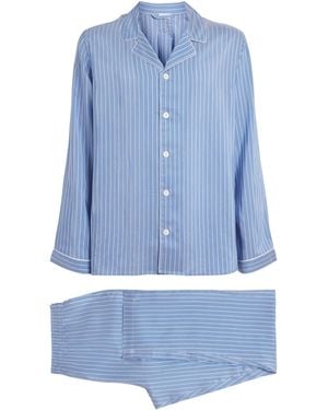 Zimmerli of Switzerland Stripe Long-Sleeve Pyjama Set - Blue