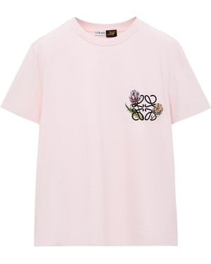 Loewe X Paula' Ibiza Stretch-Cotton Anagram T-Shirt - Pink