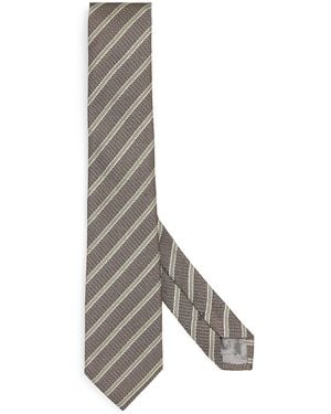 Emporio Armani Silk Stripe Tie - Grey