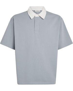 FRAME Contrast-Collar Rugby Polo Shirt - Blue