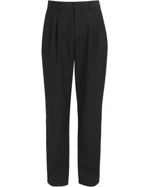 Commas Wool-Linen Heathered Straight Trousers - Black