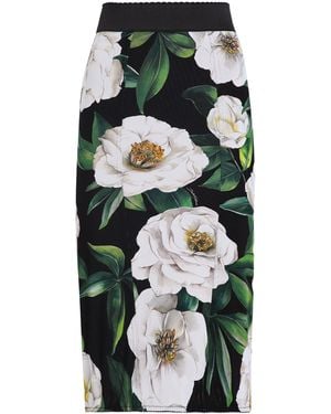 Dolce & Gabbana Floral Synthetic Knee-Length Skirt - Green