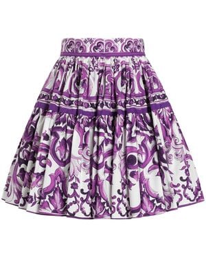 Dolce & Gabbana Majolica Print Mini Skirt - Purple