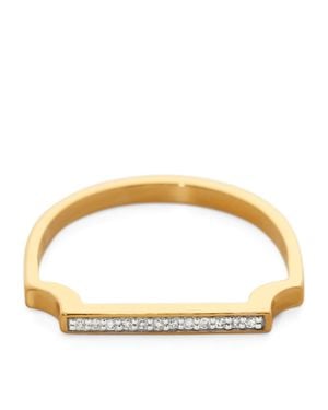Monica Vinader Vermeil And Diamond Signature Thin Ring - Brown