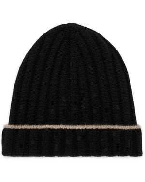 Brunello Cucinelli Cashmere Ribbed Beanie - Black