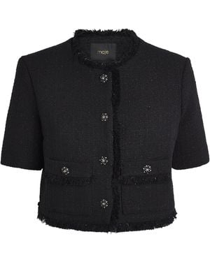 Maje Tweed Rhinestone-Embellished Jacket - Black