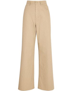 Sandro Cotton Embellished Wide-Leg Jeans - Natural