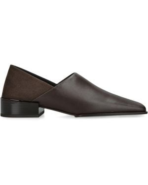 Alaïa Leather Square-Toe Loafers 20 - Brown