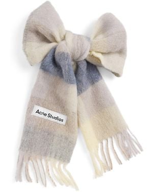 Acne Studios Check Fringe Scarf - White