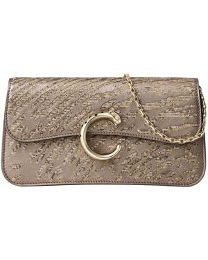 Cartier Mini Sequinned Panthère C De Chain Bag - Natural
