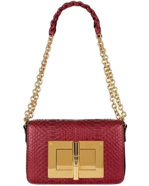 Tom Ford Large Natalia Python Shoulder Bag - Red