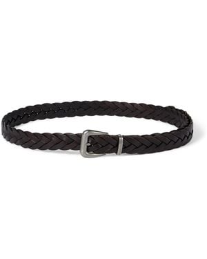 Brunello Cucinelli Leather Braided Belt - Black