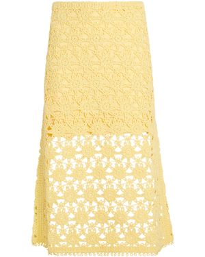 Maje Crochet Midi Skirt - Yellow