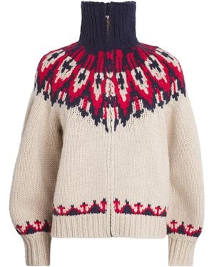 The Great Wool-Blend Nordic Zip Cardigan - Red