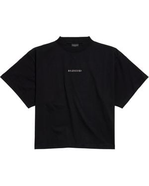 Balenciaga Logo Cropped T-Shirt in Black | Lyst