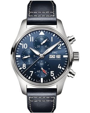 IWC Schaffhausen Stainless Steel Pilot's Chronograph Watch - Blue
