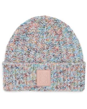 Loewe Wool-Cashmere-Blend Logo Beanie - Grey